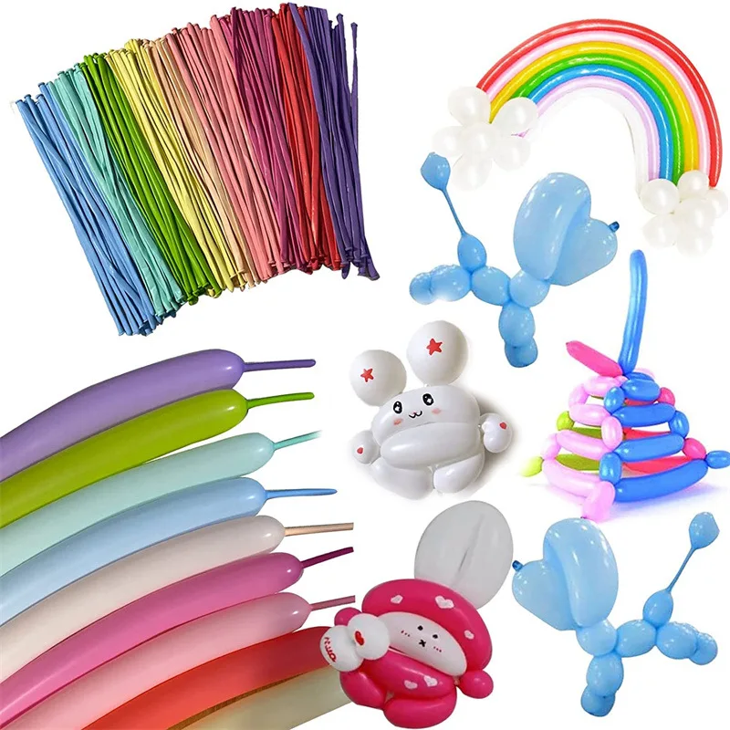 100Pcs 260 Twisting Long Macaron Candy Colored Animals Balloons for Party Clowns Wedding Festival Activity Decoration