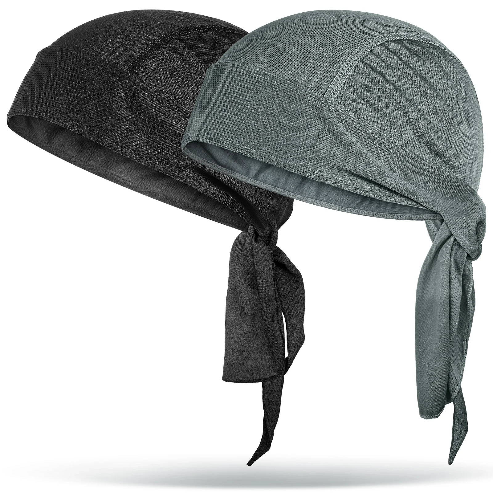 

2 Pcs Quick-drying Breathable Hats Cycling Bandana -01 Black -17 Grey Men Skull Caps Sweatbands Lightweight Comfortable