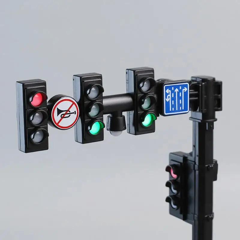 

1Pcs Lamp Block Brick City Street View Parts Safety Dducation Traffic Light Toy Signpost Barrier Speed Indicator Warning Gifts