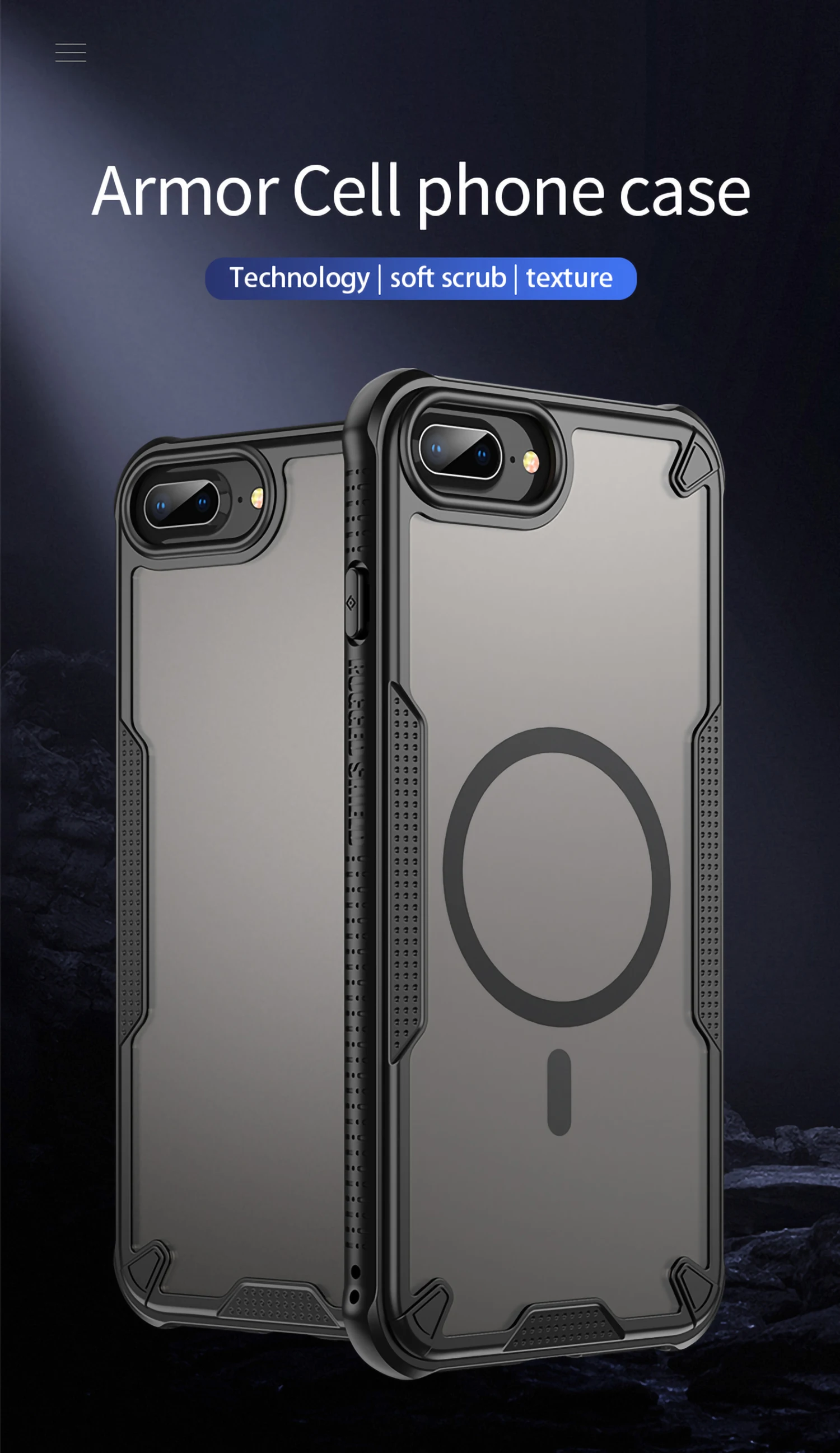 Magnetische, luxuriöse, matte, durchscheinende, stoßfeste Schutzhülle für iPhone SE3 SE2 6 7 8 Plus 7Plus 6S für Magsafe Wireless Charge Cover – Detail 1