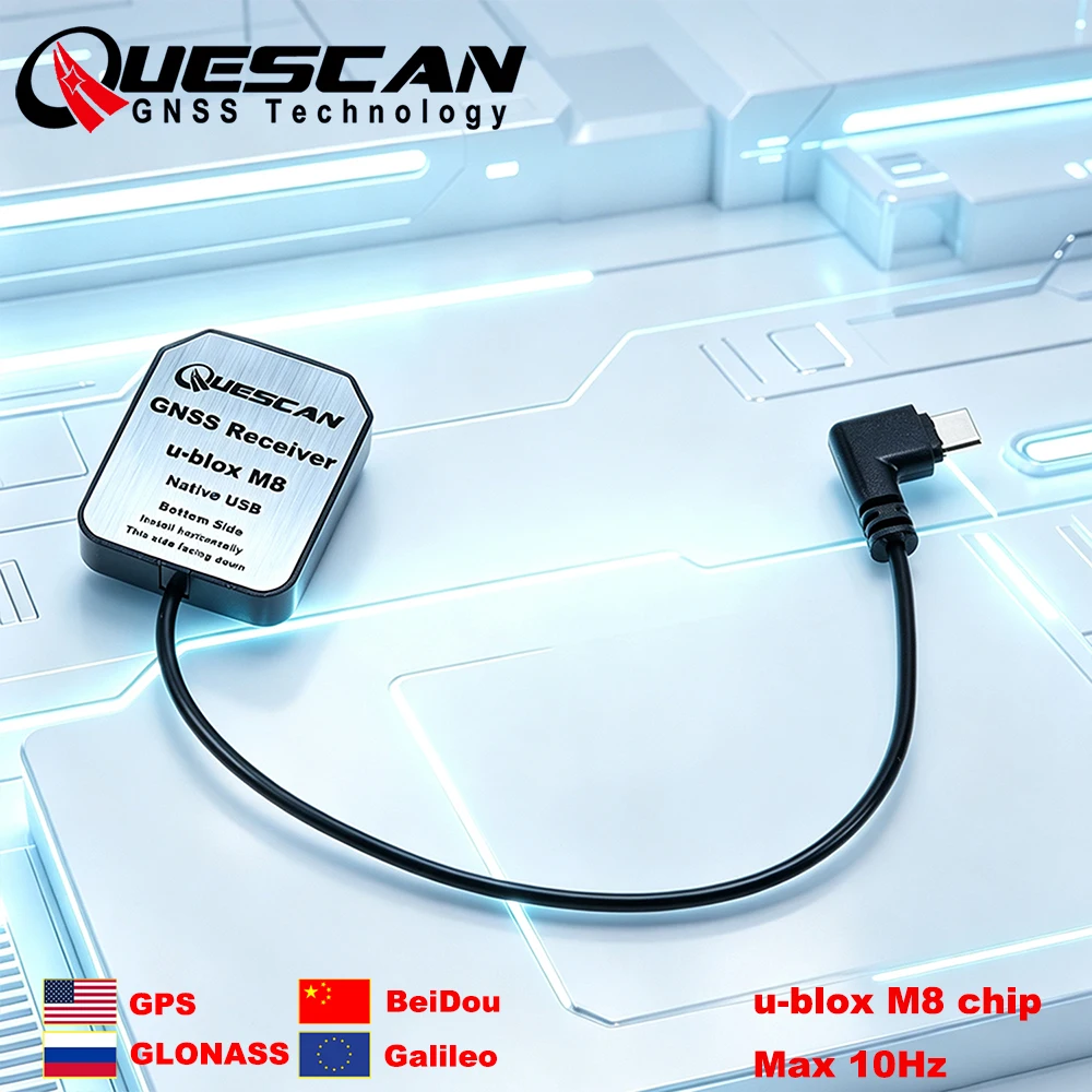 QUESCAN ublox8 10Hz USB Type-C GPS Receiver for Android Windows Arduino NMEA GPS GLONASS Galileo USB GNSS Dongle Antenna Module