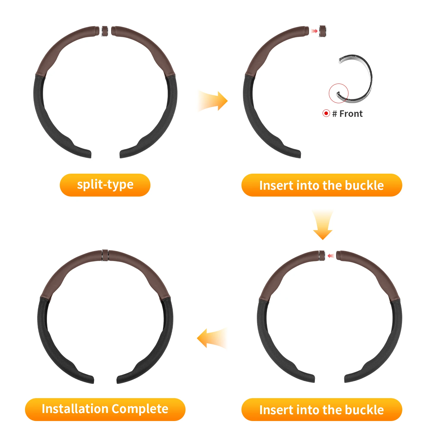 

Steering Wheel Cover for Baojun Segmented Snap-On Design Scratch-Resistant Wear-Resistant Breathable Anti-Sweat Comfortable Grip
