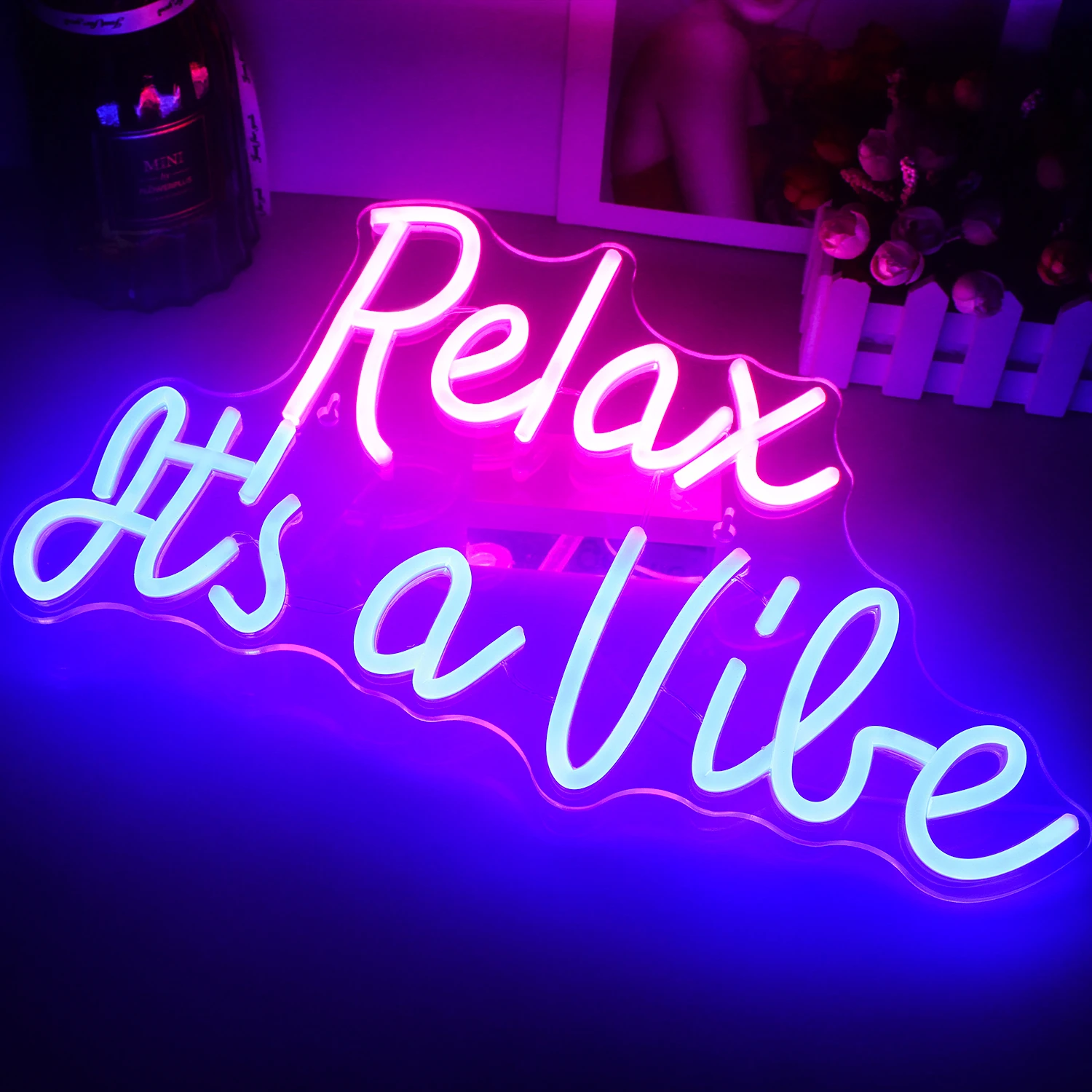 LED Neon Sign Relax It's a Vibe 5V USB Neon Night Light For Bar Studio Club Party Room Wall Decor Acrylic Transparent Neon Light