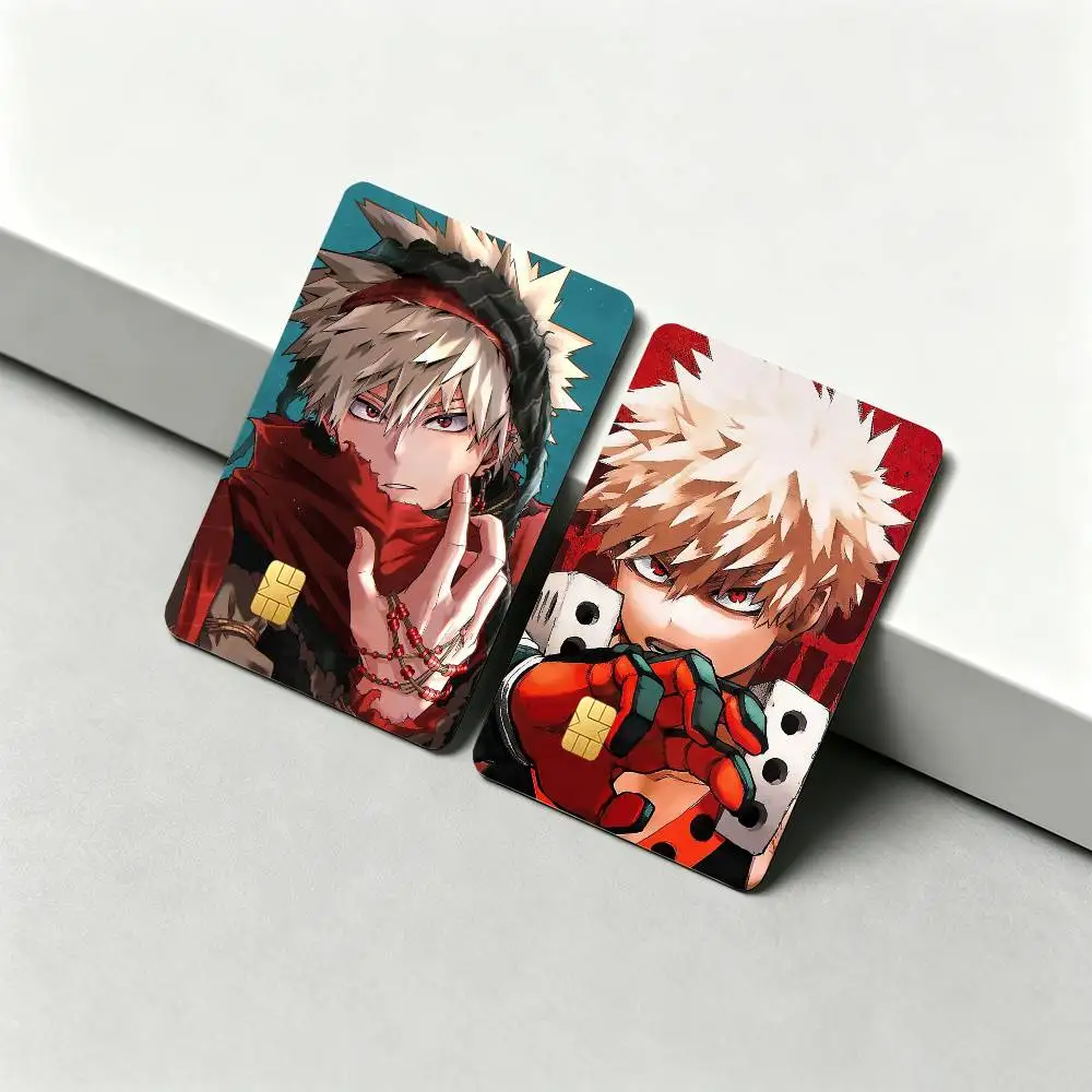 K-Katsuki Bakugo My Hero-A 1Set 4Pcs Waterproof Card Skin Stickers for Credit Bus IC Cards