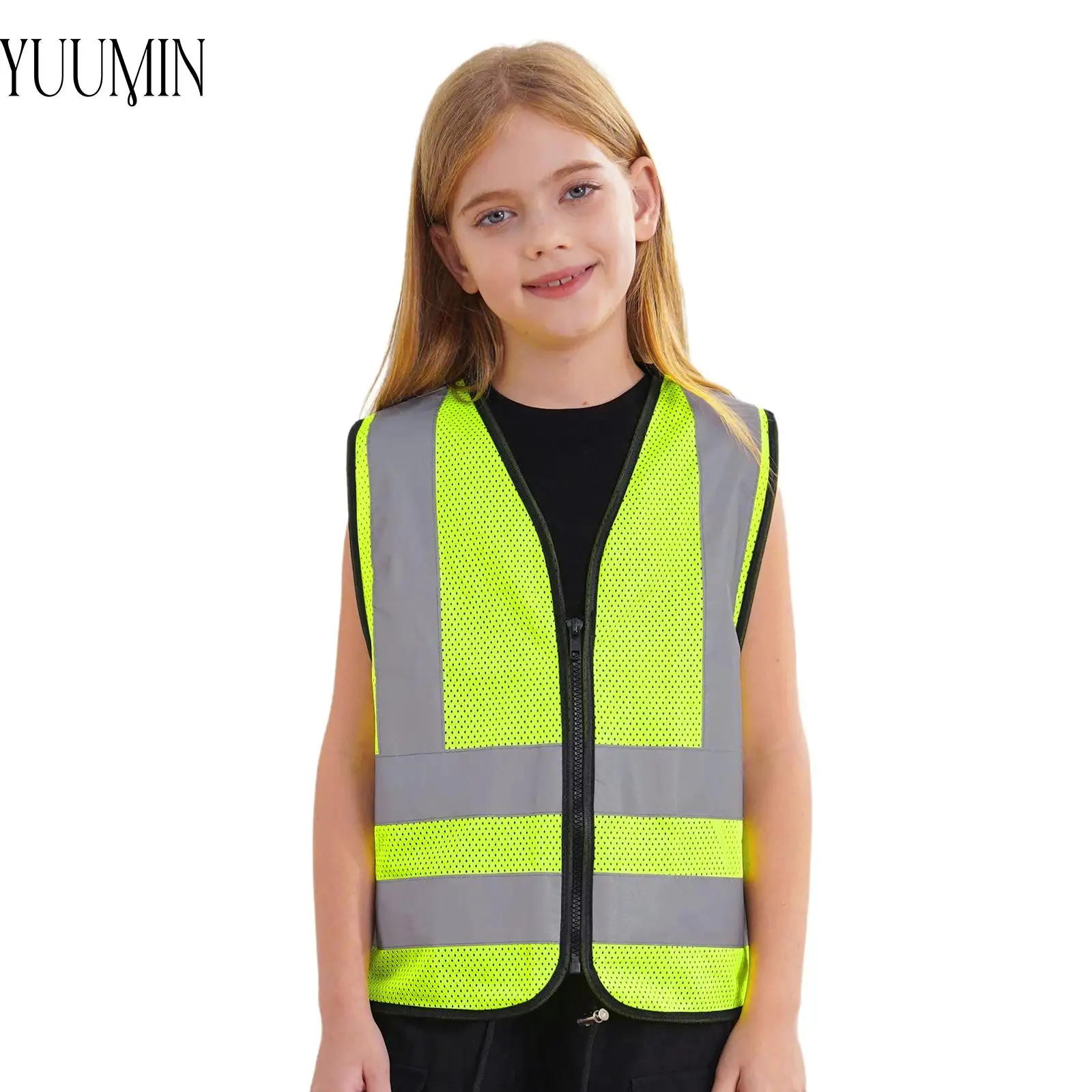 Kids Safety Vest Reflective Clothing Children Protective Vest High Visibility Yellow Fluorescent Safety Vest for School Outdoor