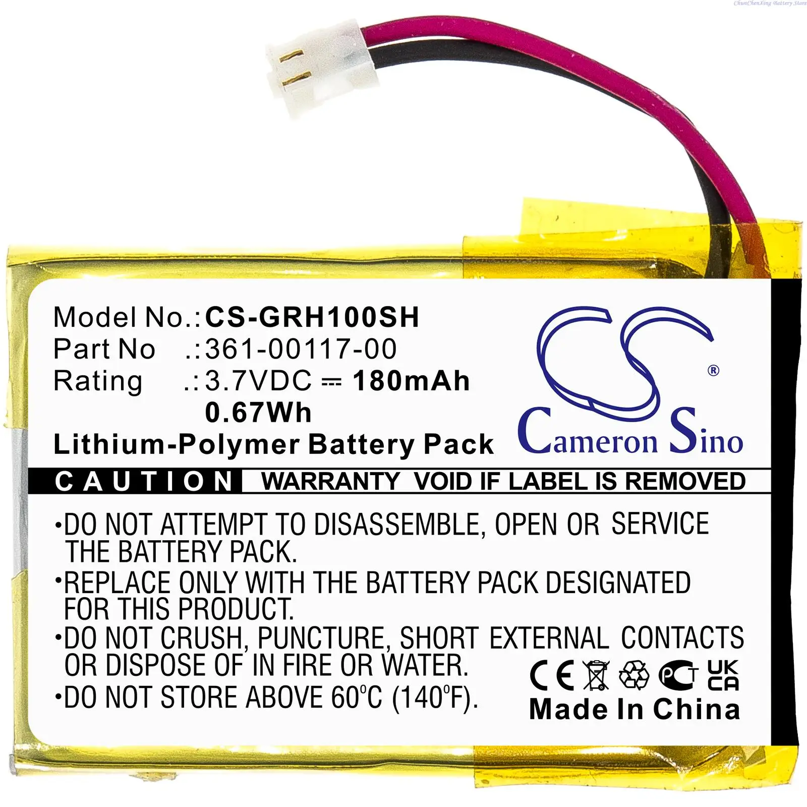 180mAh Smartwatch Battery 361-00117-00 for Garmin Approach S10, Approach S20, Approach X40, Forerunner 35