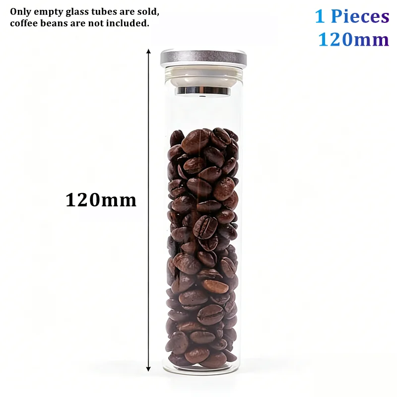 Display Glass Bottle with Metal Cap One Way Exhaust Valve Coffee Bean Container Sealed Jar 150mm 120mm Coffee Beans Storage Tube