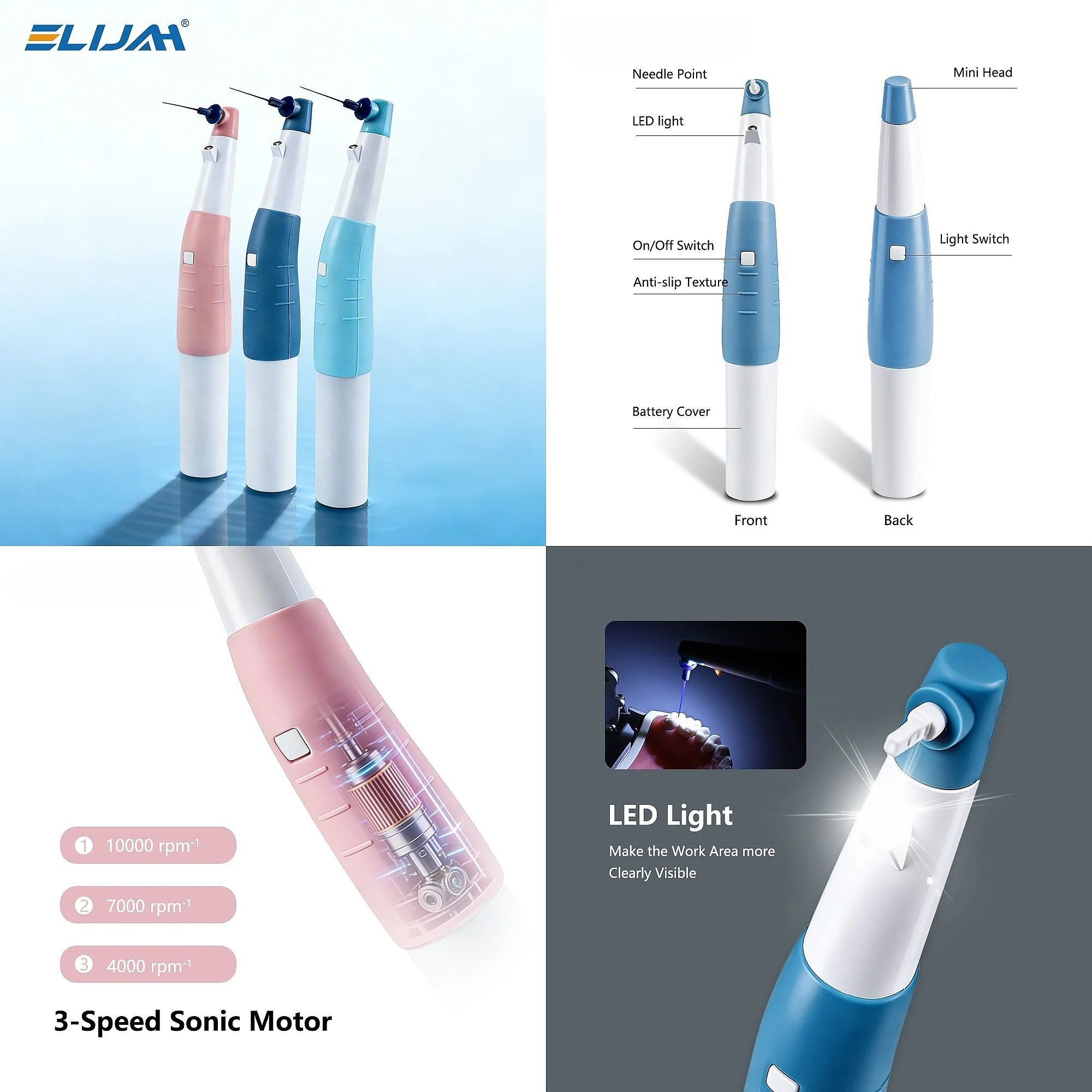Wireless Dentals LED Endo Activator Ultrasonics Irrigator Root Canal Vibration Cleaning Tool with 60Pcs Tips