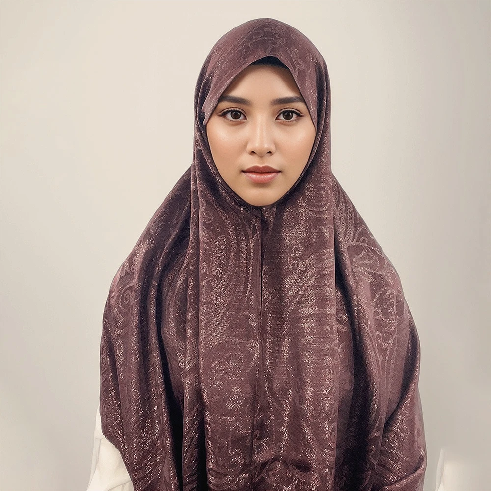 

New Jacquard Satin Silk Hijab Scarf Muslim Turban Hijab for Women Indonesia Solid Color Headscarf Islamic Ropa Africana Mujer