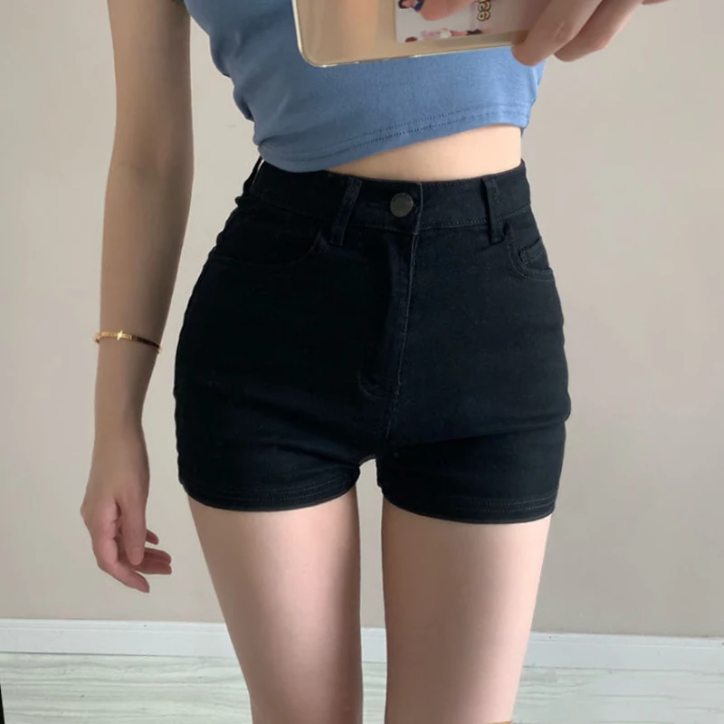 

Women Denim Summer Haruku High Waist Elastic Jean Shorts Sexy Skinny Casual Fashion Korean Style Wide Leg Pants