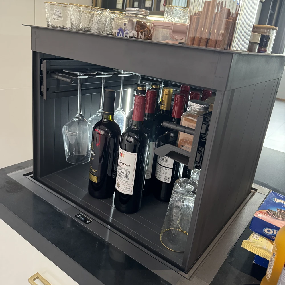 خزانة المطبخ الأوتوماتيكية الجديدة التحكم الصوتي رفع خزانة الحائط سلة سحب الرفع الكهربائية #5