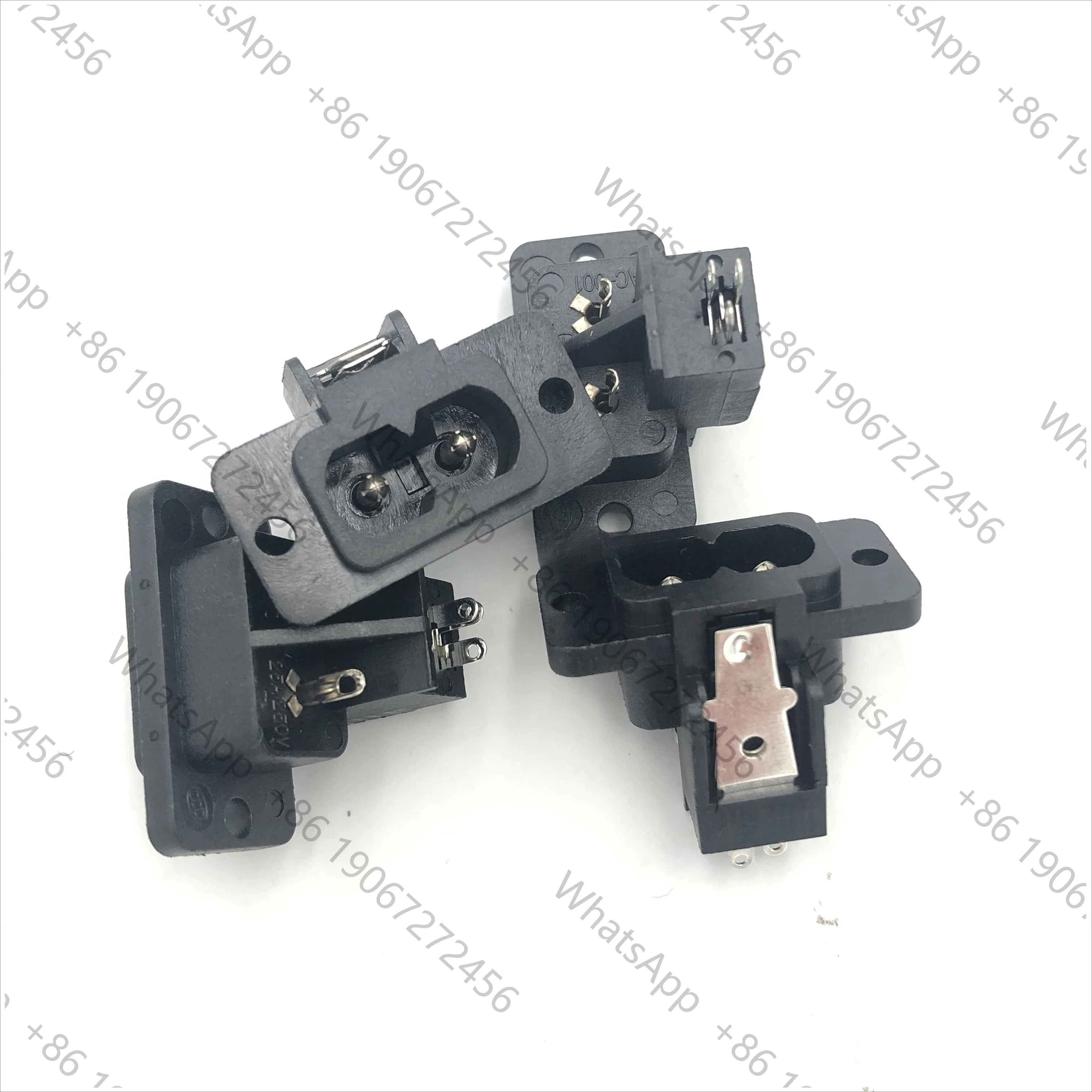 4pcs AC-001 AC-001-2P AC-002 IEC320 C8 Inlet Black 2 Terminals Power Socket Adapter AC 250V 2.5A3A AC 125V 6A Laptop Computer TV