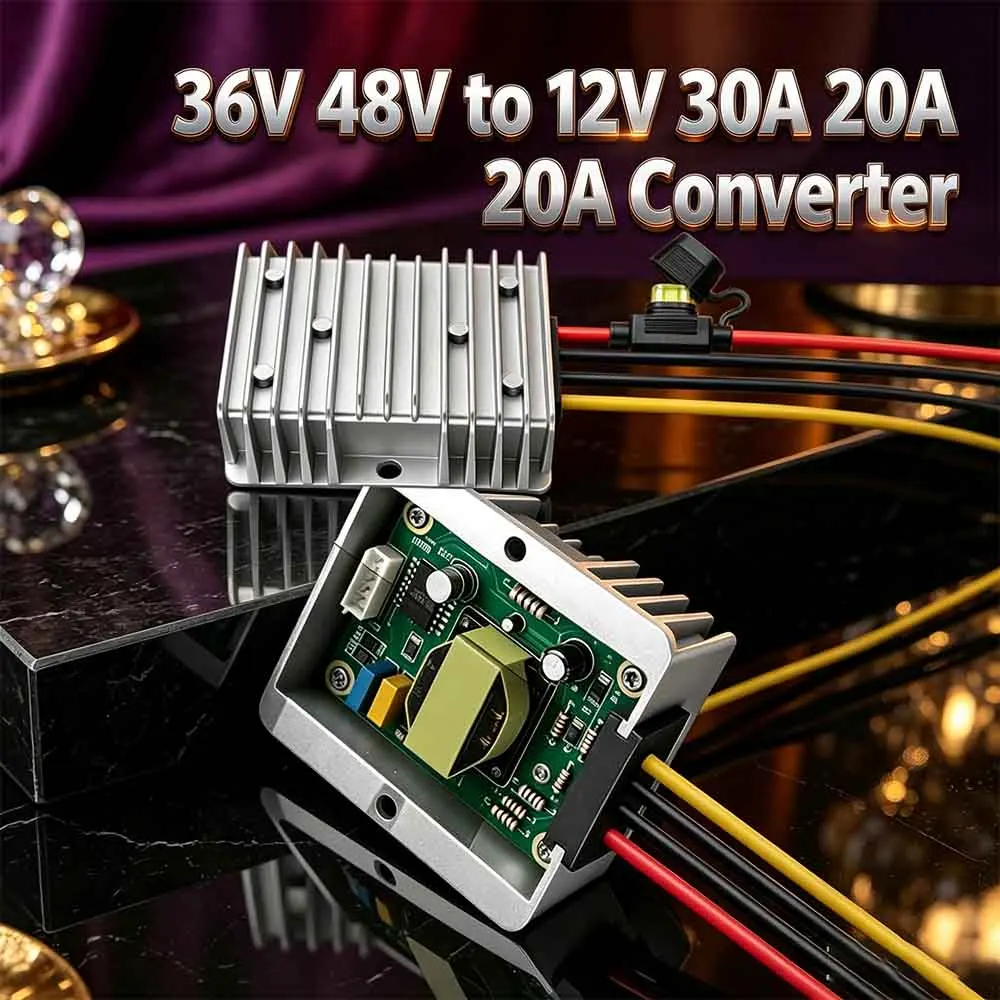 DC 36V 48V to 12V 30A 20A Converter Step Down Voltage Regulator Reducer Buck Power Supply Transformer for Golf Cart Forklift Car