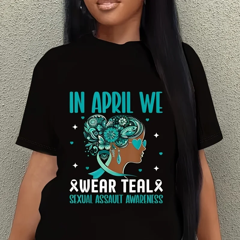 In April We Wear Blue Assault Awareness Women's Plus Size T-Shirt 100% Cotton 220g