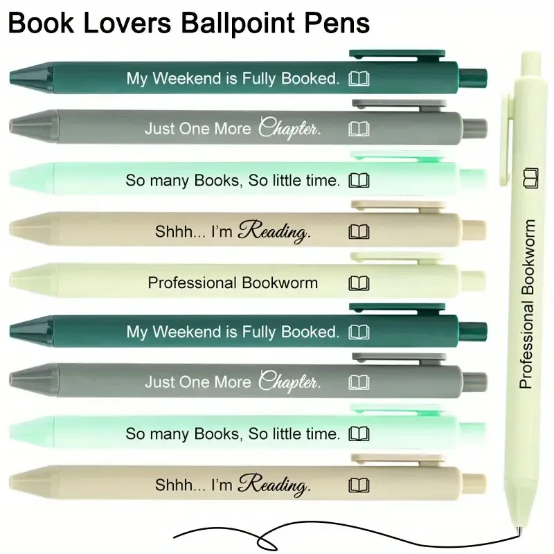 5/10 Ballpoint Pen for Reading Enthusiasts Black Ink Interesting Reading Quotes The Ideal Librarian Writer Book Club Gift
