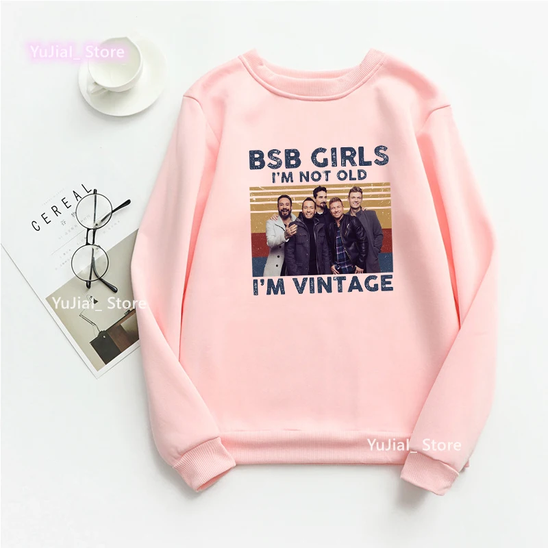 Newest Backstreet Boys Graphic Print Gray Sweatshirt Girls Harajuku Kawaii Clothes Vintage Hoodies Women Long-Sleeved Jumper