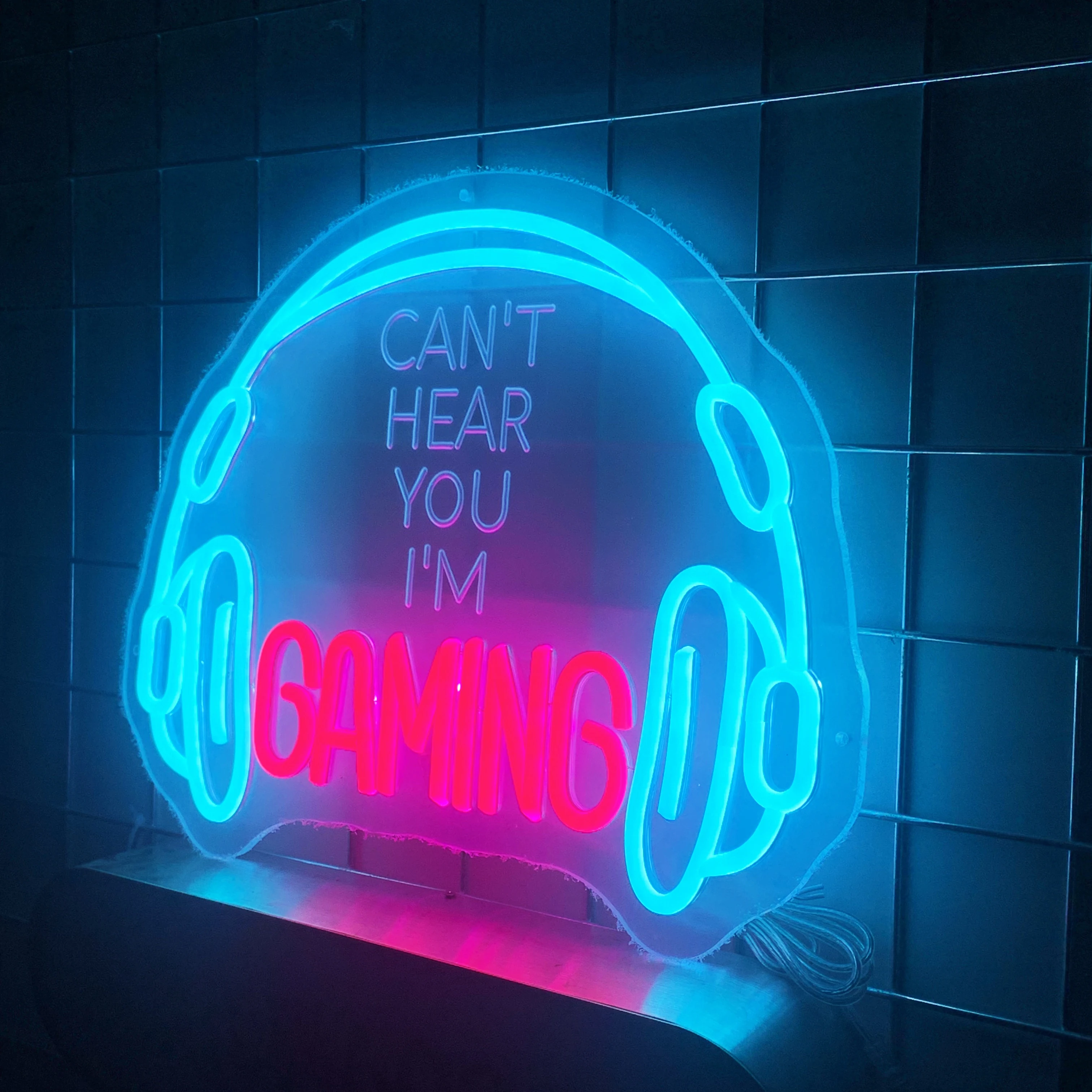 Headphone Neon Sign Dimmable Akrilik Headphone LED Neon Light Music Room Display Neon Lamp Wall Decor