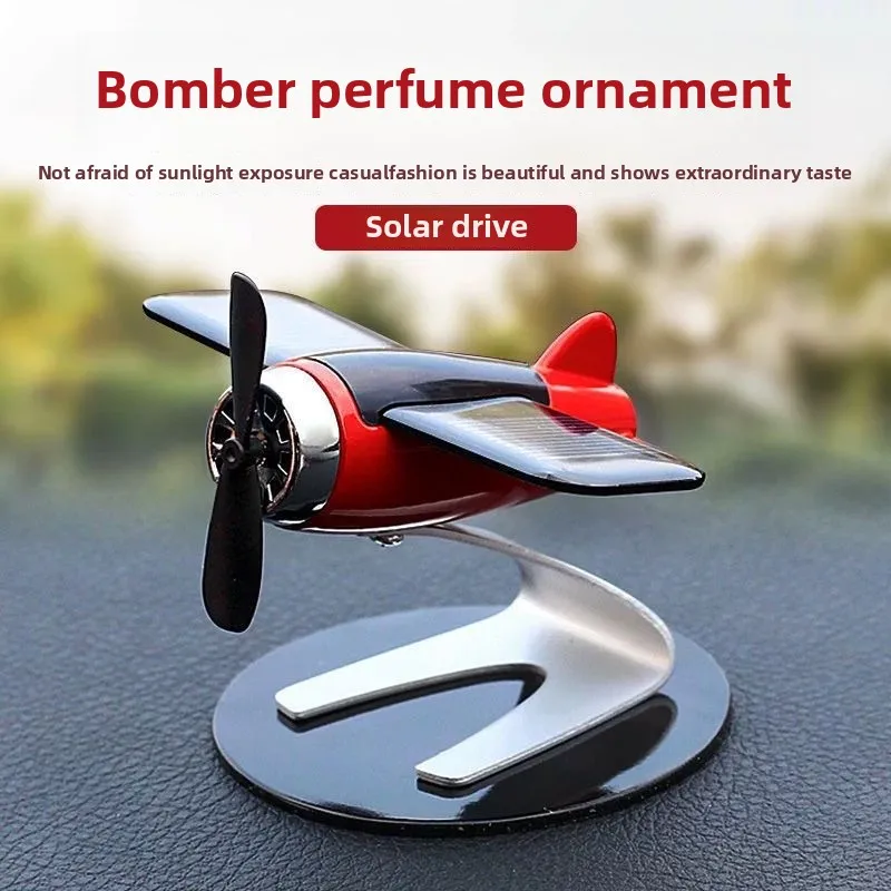 Adorno de avión giratorio para coche con energía Solar, decoración de hélice, Mini avión de la Fuerza Aérea, adornos, ambientador, Perfume