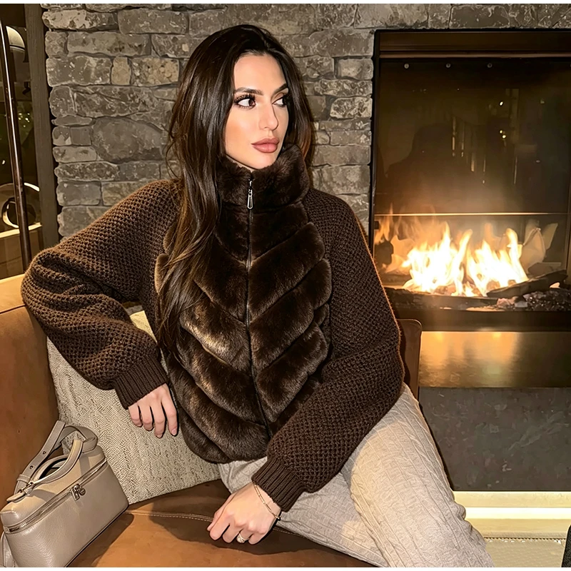 Vintage-Mantel mit Kunstpelzkragen und Schnürung, abgeschnittener Mantel, Gürtel-Taillenjacke, weiblich, 2025, warme Herbst-Winter-Outer, High-Street-Outfit – Detail 18