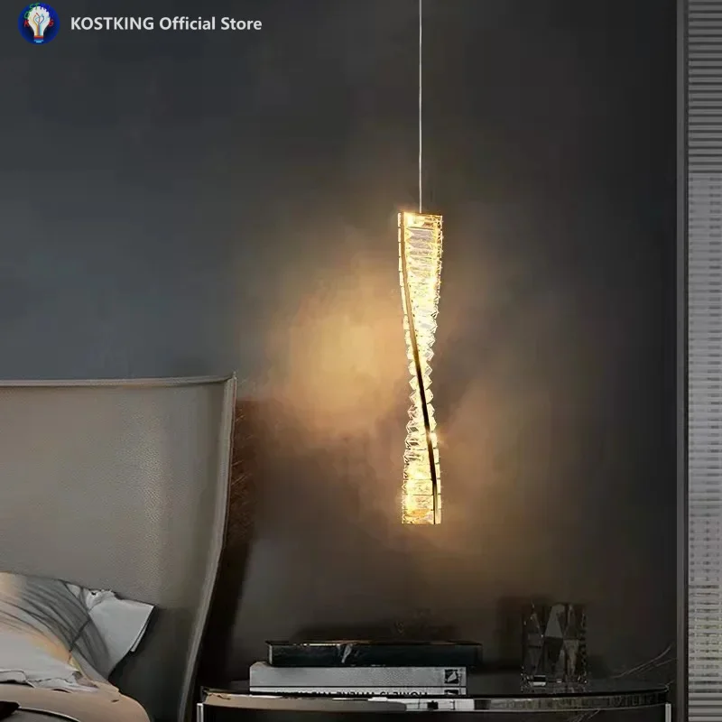 Room Bedside Decor Crystal Hanging Pendant Lights Interior Lighting Living Room Bedroom Ceiling Lamp Postmodern Chandelier