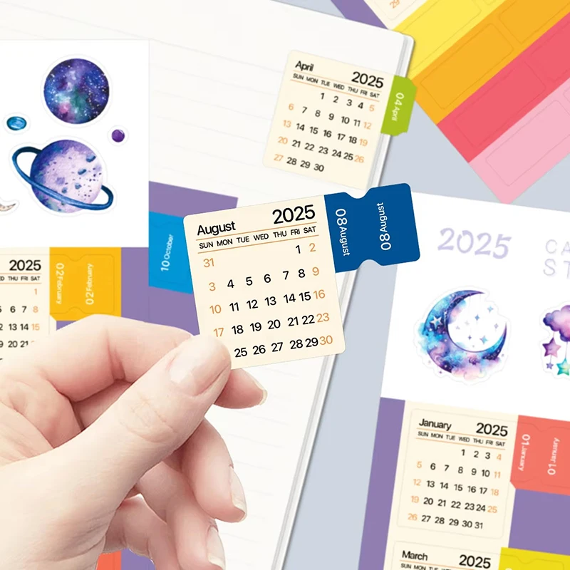 

Наклейки-календарь 2025 года, 10 листов, ежемесячные индексные вкладки для вашего планировщика или дневника, декоративная наклейка-планировщик для ноутбука, поделки своими руками