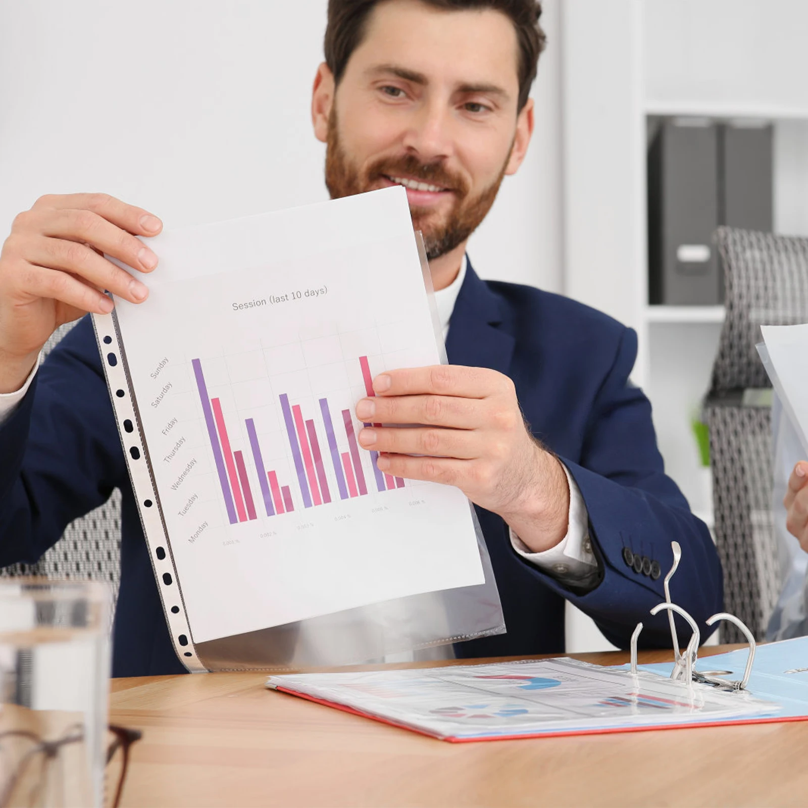 

100 Pcs File Bag Insert Paper Sleeves for Binder Page Protectors Pocket Clear Pp Plastic