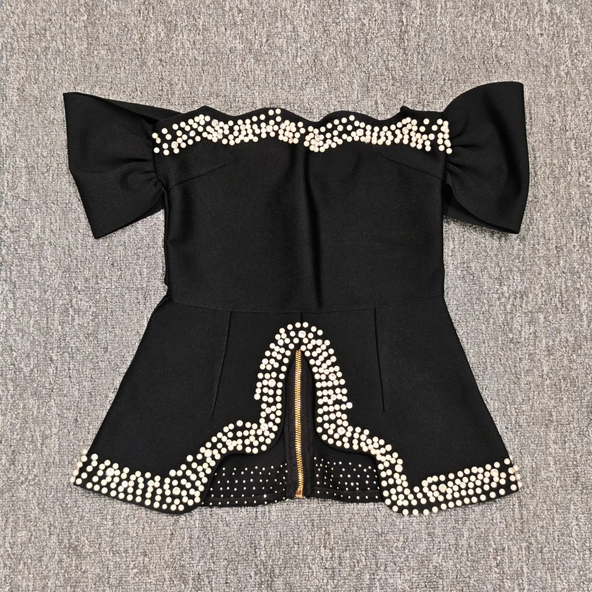 Women Glitter Pearls Top Rhinestones Long Skirt Sets Luxury Celebrity High Quality Party Evening Festival Two Piece Dress