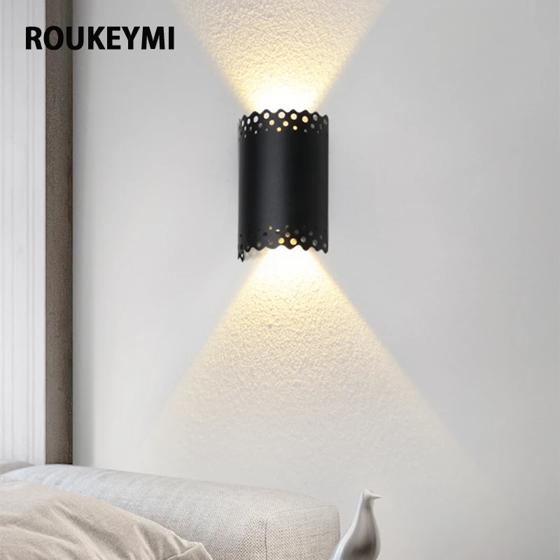 ROUKEYMI Indoor Up Down Wall Light Nordic Style Metal Art Decoration Hotel Home Bright Sconce Led Internal Bedroom garden lights