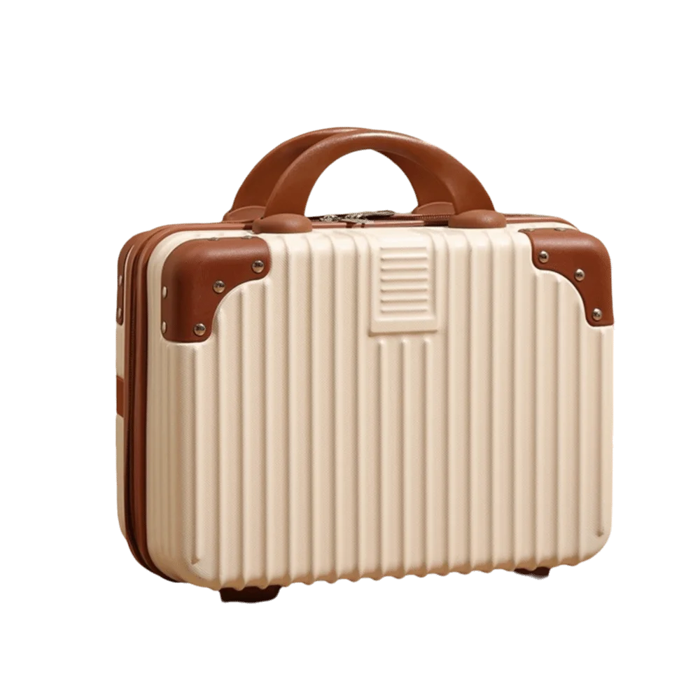 

Retro 14 Inch Makeup Case Cosmetic Square Mini Handheld Suitcase Anti Collision Storage Luggage Travel Box with Straps Travel