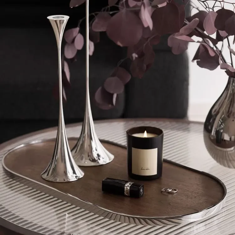 Light luxury walnut Nordic home solid wood tray storage tray tea tray designer model room living room ornament