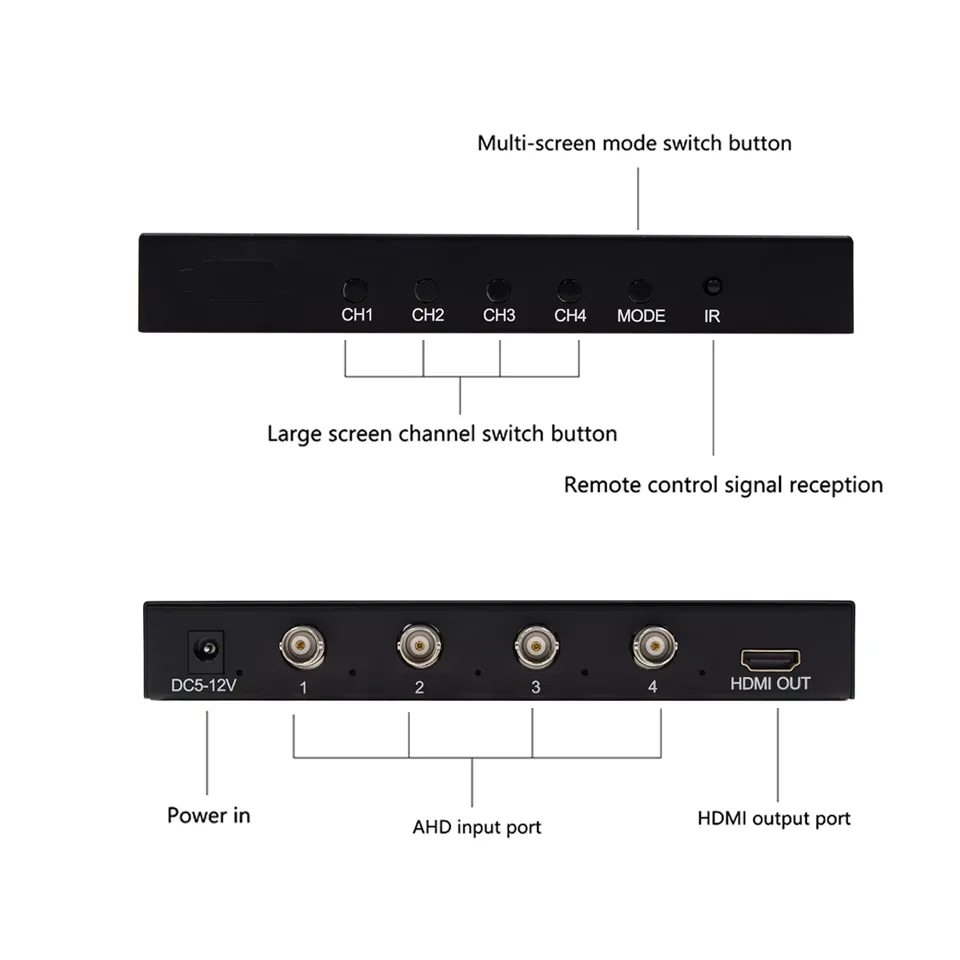 AHD CVBS CVI TVI 멀티 뷰어 단일 화면 실시간 멀티 뷰어 AHD 분배기 원활한 스위처 1080p60Hz 컨버터 어댑터
