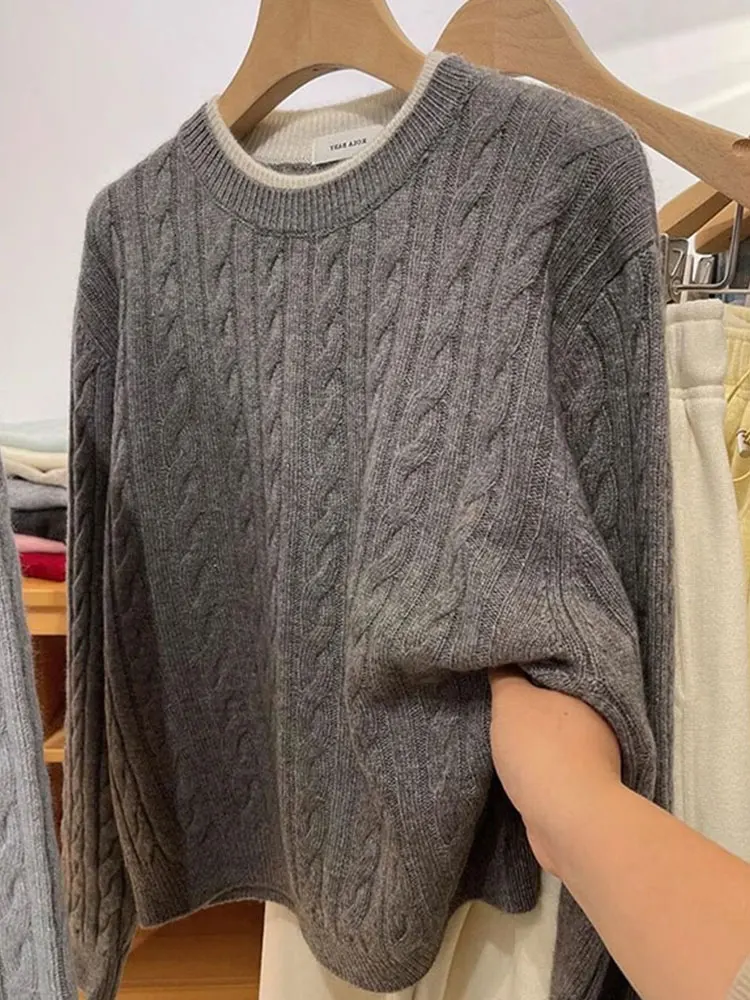 

Шикарный удобный длинный вязаный свитер Све, искусственный двухсекционный повседневный дизайн, весна-осень-зима, ленивый слей, моющийся твист