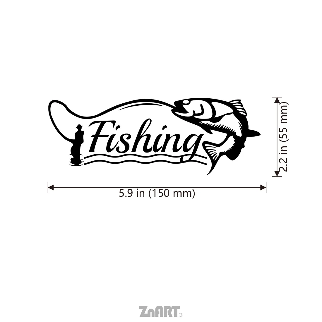 ZN ART Fishing-Themed Reflective Vinyl Stickers - with Fish Hook & Boat Shapes Scratch-Resurfacing Glossy for Trucks Motorcycles