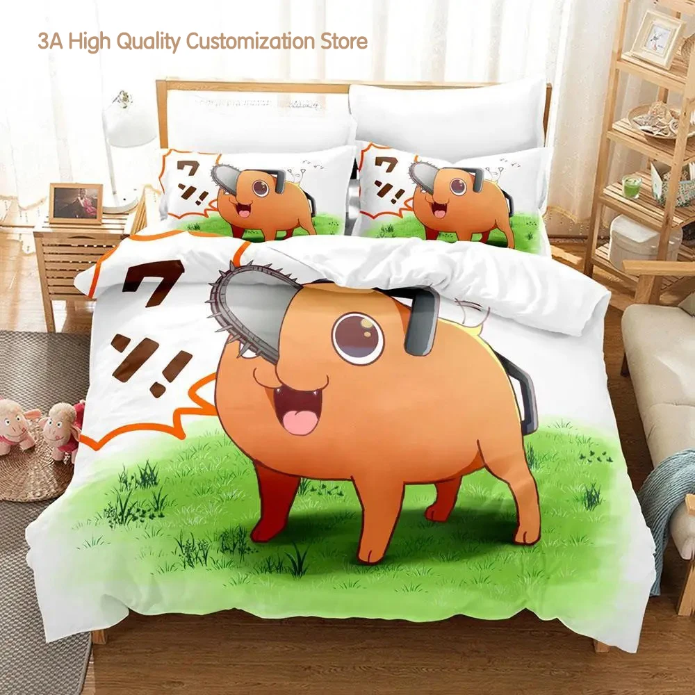 

Pochita Chainsaw Man Bedding Set Single Twin Full Queen King Size Bed Set Aldult Boy Bedroom Duvetcover Sets Anime Bed Sheet Set