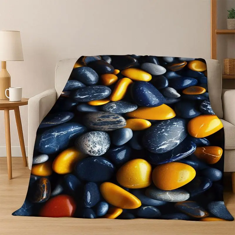 Cobblestone Stone Natural Scenery Flannel Blanket Soft Warm Throw Blanket for Bedroom Living Room Bed Travel Camping Picnic Gift