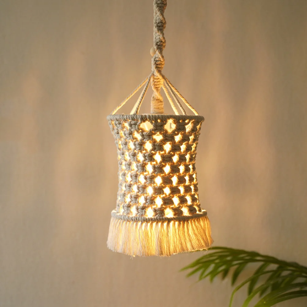 البوهيمي غطاء مصباح مكرامية معلقة قلادة المنسوجة شرابة غطاء خفيف للمنزل غرفة المعيشة غرفة نوم المطبخ المدخل ديكور #2
