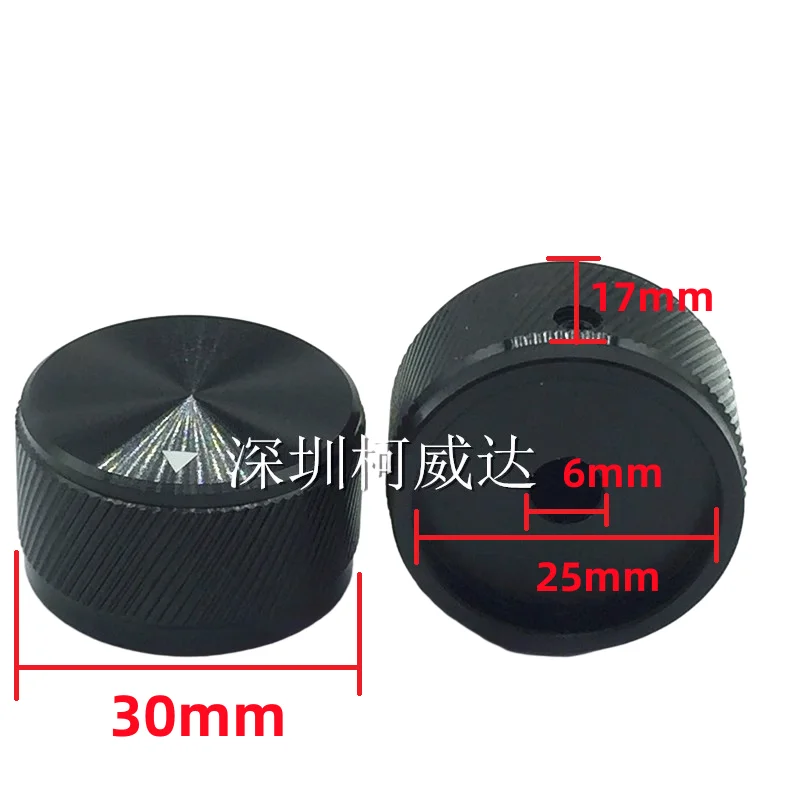 1pcs，Potentiometer knob cap，All-aluminum solid-core knob，Diameter 30mm, height 17mm, bore 6mm