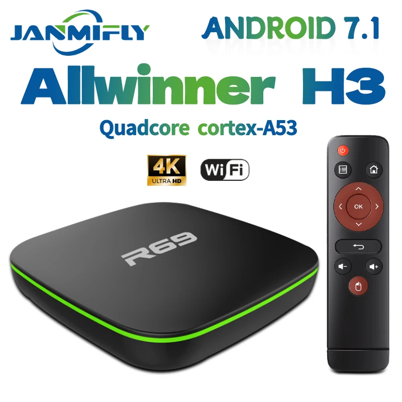 R69 4K HD Smart TV Box Android 7.1 -Wi-Fi & HDMI Output  Allwinner H3 Set Top Box