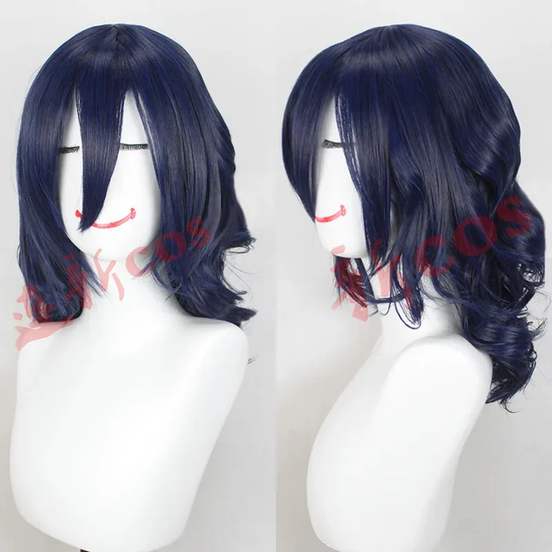 Peruka do cosplayu Yandere Simulator Oka Ruto z 2025 roku, długa, głęboko niebieska, kręcona, falowana, odporna na ciepło, syntetyczna + nakrycie głowy