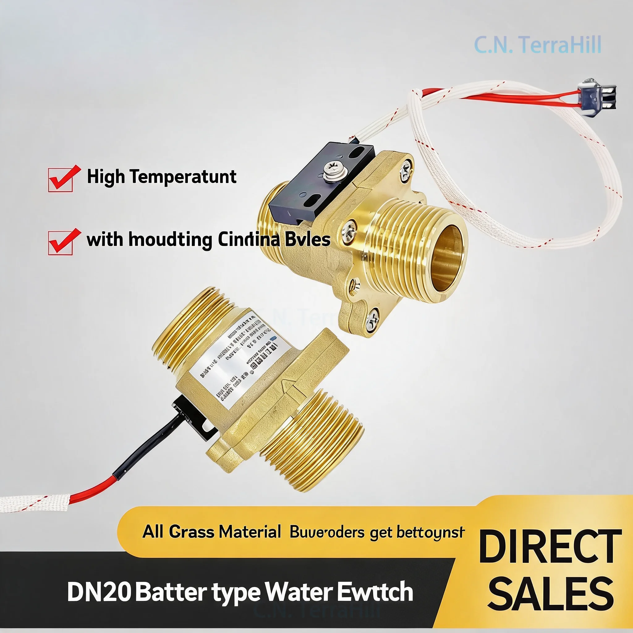 Wall Mounted Boiler Water Flow Switch 6 Points N20 with Fixing Hole, Hot Water Heater Flow Sensor, Energy Saving