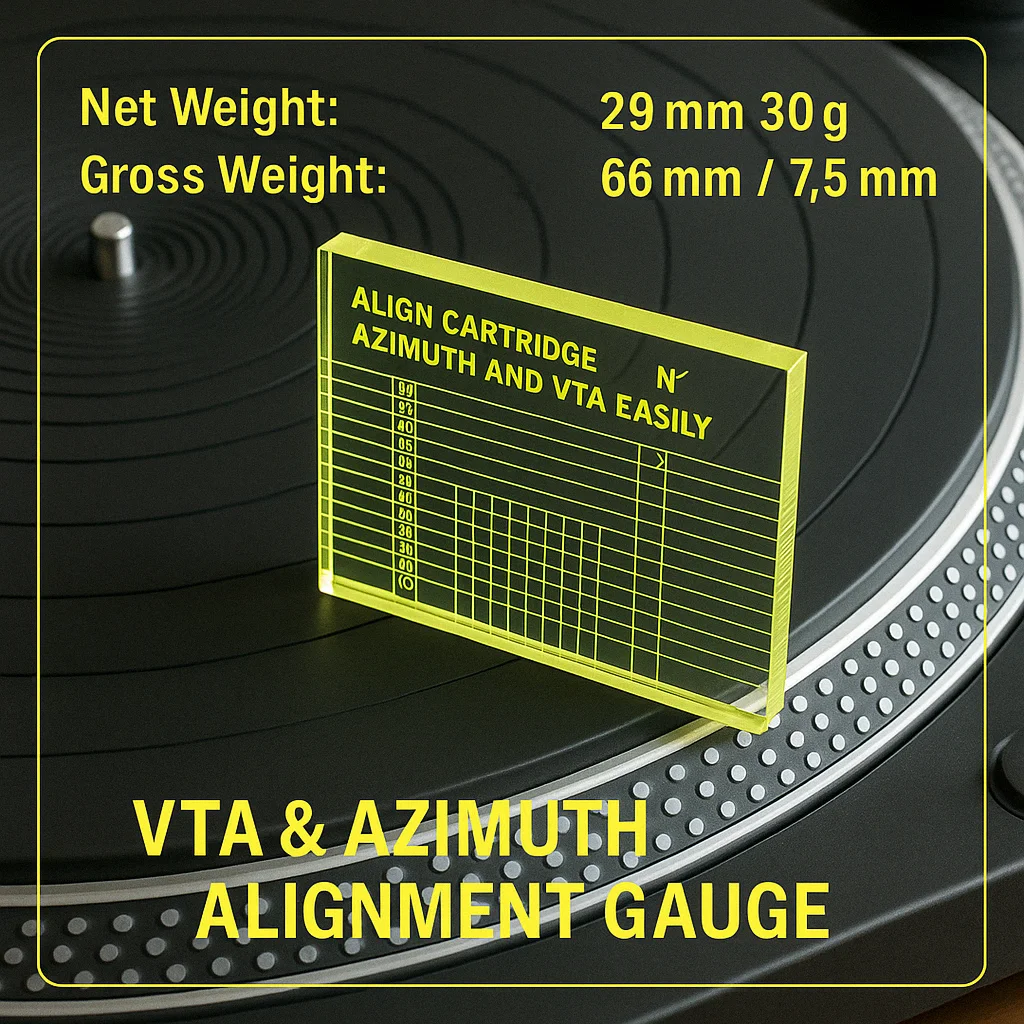 Medidor de alineación acrílico VTA y azimut para cartucho de tocadiscos LP, configuración de brazo de tono, herramienta de calibración de alta precisión