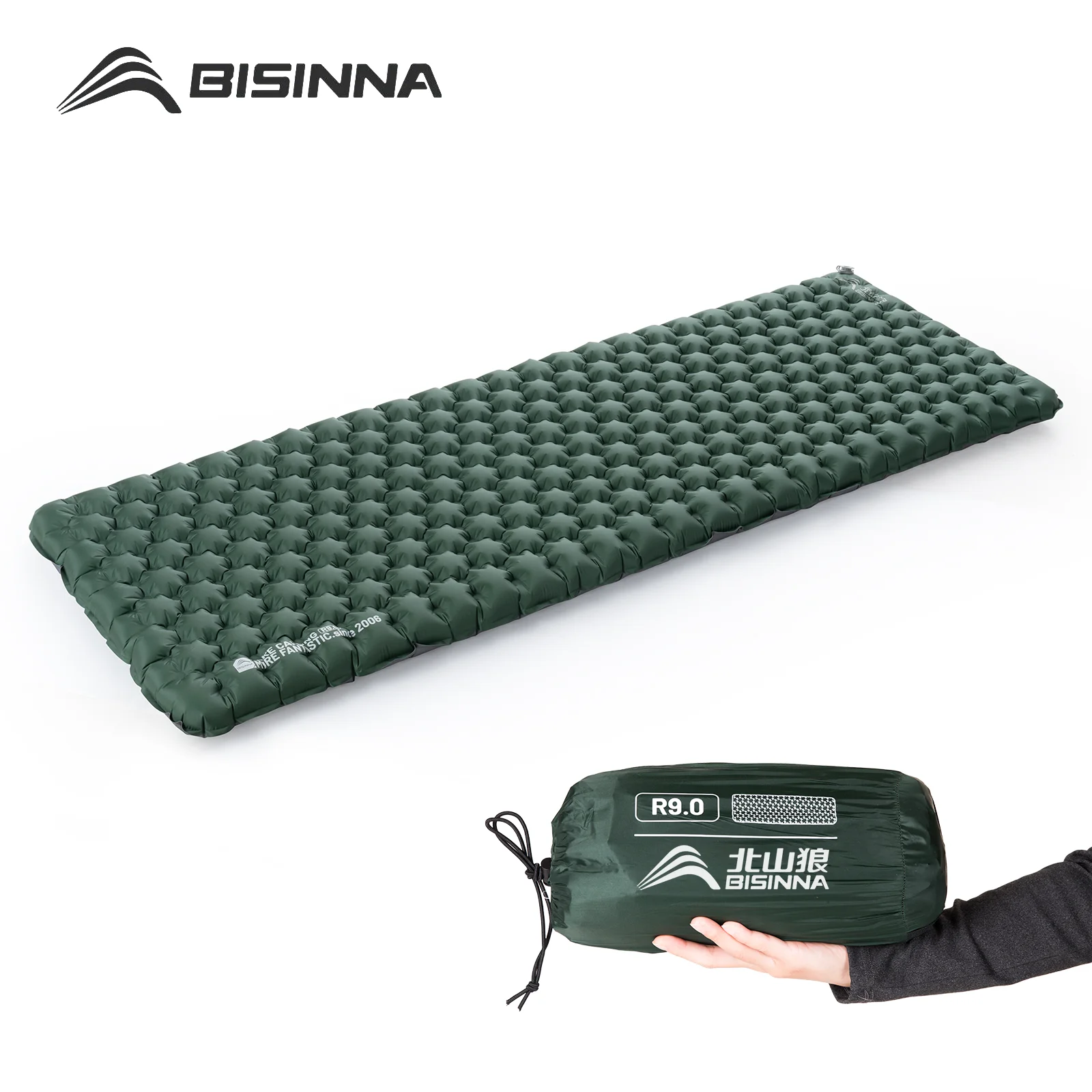 

BISINNA 9.0 High R-value Inflatable Sleeping Pad Ultralight 20D Nylon Air Mattress for Outdoor Hiking Backpacking Camping