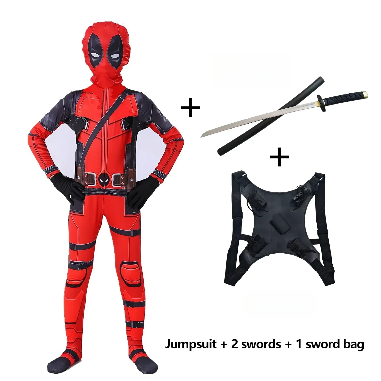 الكبار ديدبول زي خارقة ديدبول صبي فتاة تأثيري حلي قناع البدلة بذلة السيف اكسسوارات مجموعة زي الهالوين