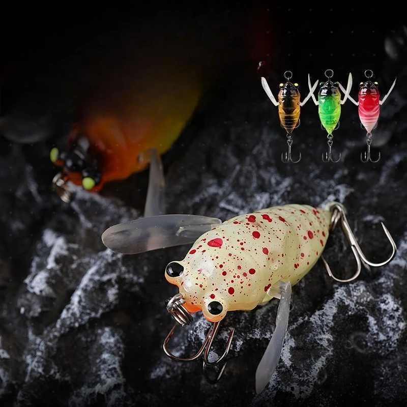 

5pcs 6.5g5cm Fishing Lure Insect Bait Simulation Cicada Artificial Lures Hard Baits Topwater Popper Premium Fishing