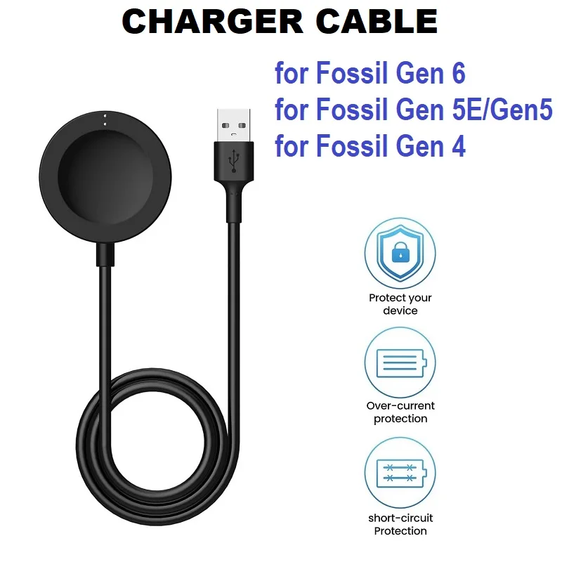 Charger Cable for Fossil Gen 6 Gen 5E/5 Carlyle/Julianna/Garrett HR/Gen4 Explorist/Gen4 Venture HR Smart Watch USB Charging Cord