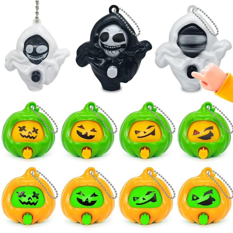 Face Changing Doll Keychain Creative Cartoon Pumpkin and Ghost Stress Relieving Toys Halloween Gift for kids 1pcs