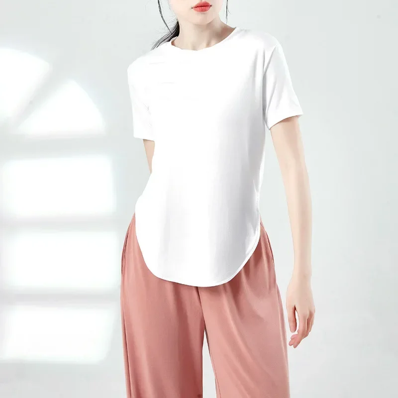 내셔널 클래식 재즈 탑 여성 스플릿 바디 반팔 학생 미술 시험 기본 훈련 의류 모던 댄스