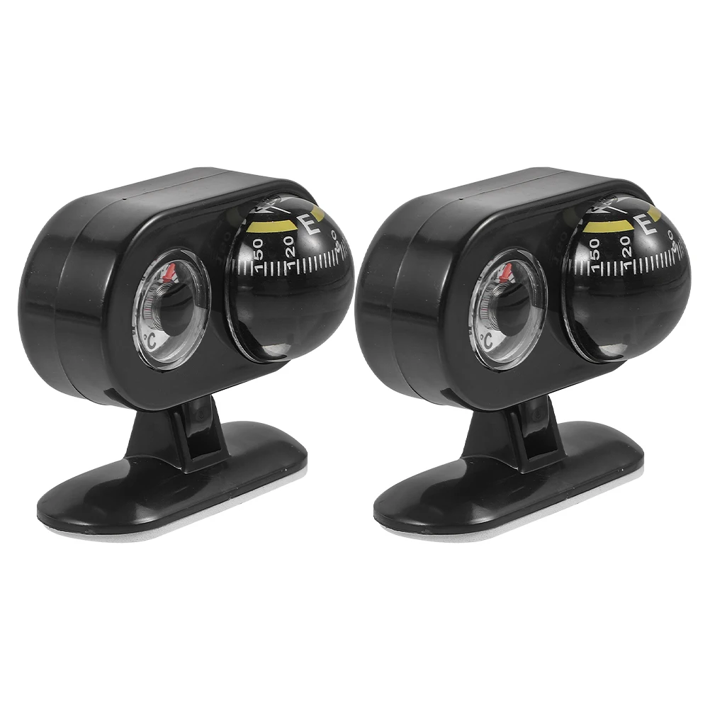 

2pcs Car Dashboard Mount Universal Automobile Compasses Vehicle Thermometer Adjustable Ball Compass Auto Interior Accessories