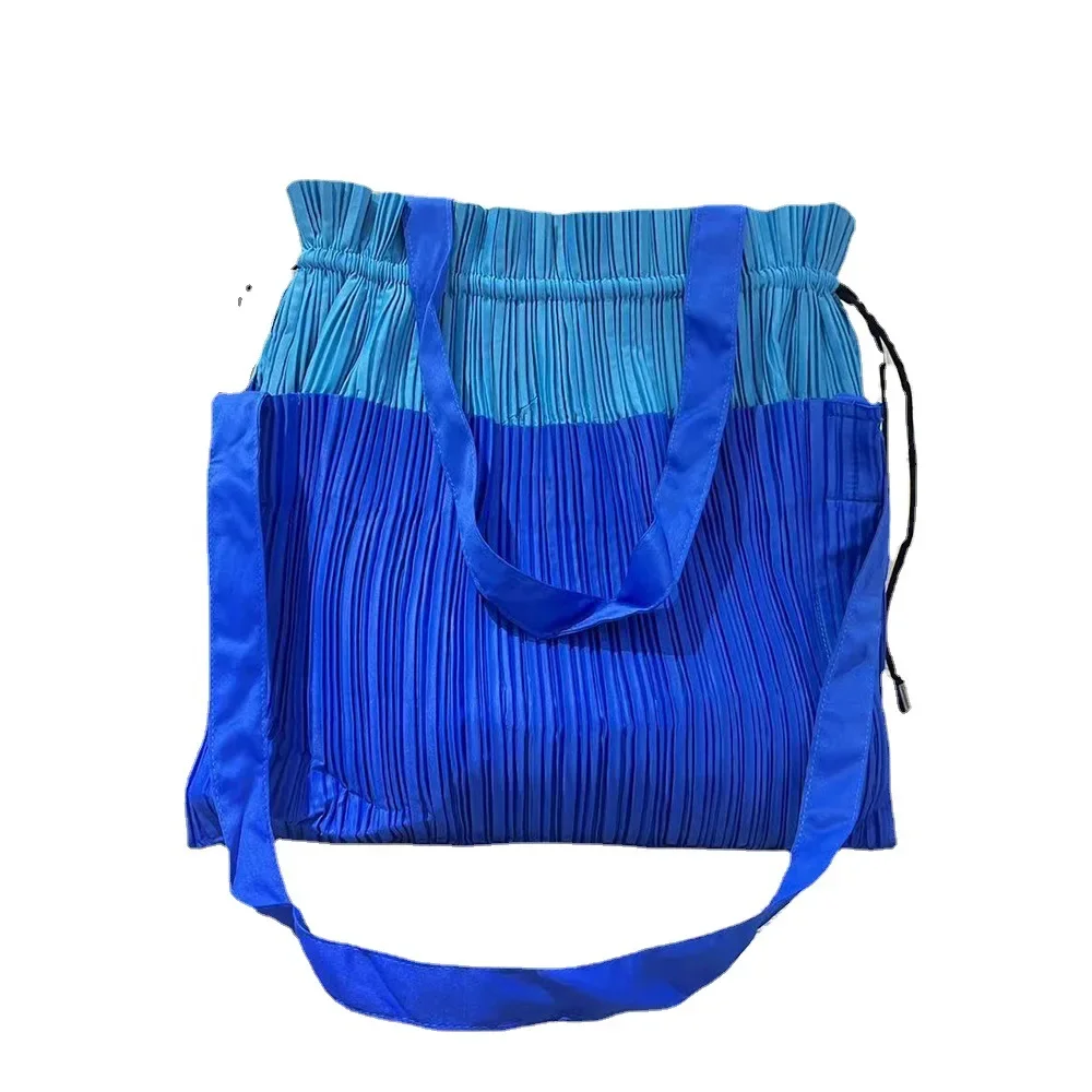 YUDX Miyake Pleated 2023 The Latest Model Contrasting One-shoulder Drawstring Bags for Women Fashion Haute Couture