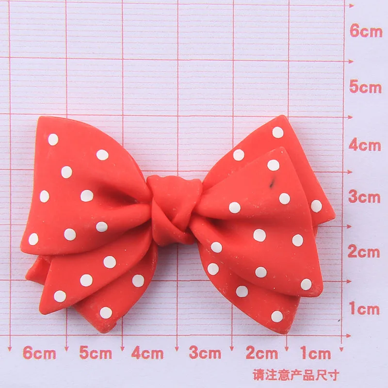 20Pcs Big Bow Flat Back Resin Cabochons Colorful Dotted Bowtie Scrapbooking DIY Jewelry Craft Decoration Accessories Bowknots